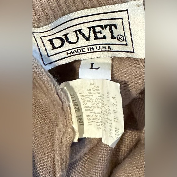 1980s DUVET Large Sweater Vintage Button-up Beige 100% Acrylic - Picture 6 of 12